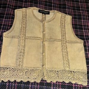 Overland Tan Women's Crochet Trim Vest size L